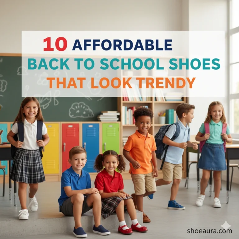 Trendy and affordable back to school shoes for kids 2025 displayed with school supplies”